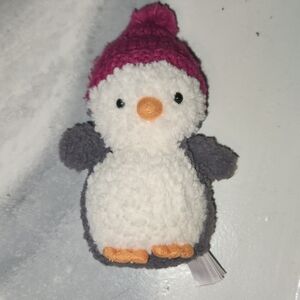 Jellycat Wee Winter Penguin Toy with Purple Hat